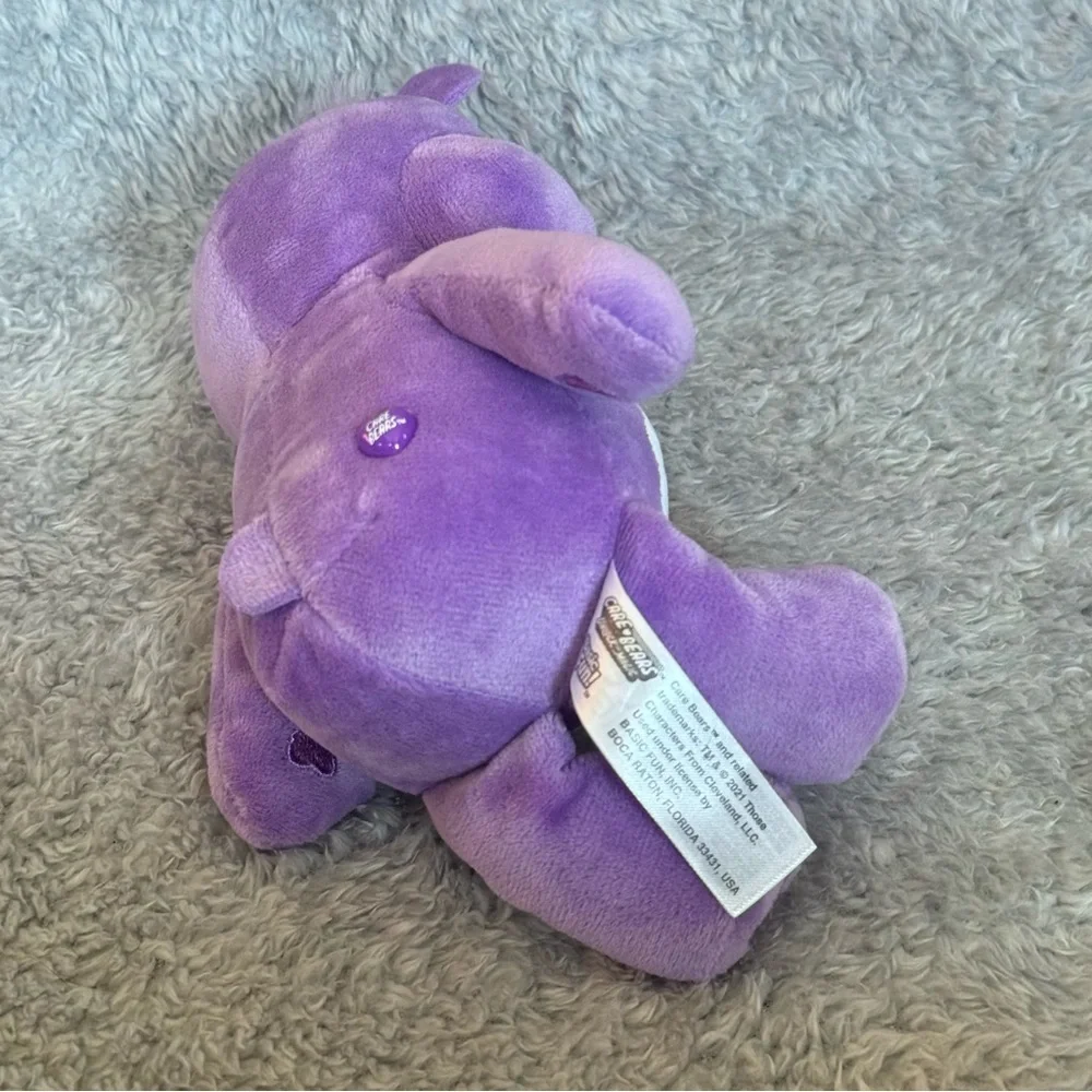 Care Bears Share Bear Plush 9” Purple Stuffed Animal Winking Toy Heart Lollipops